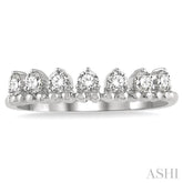 1/3 ctw Lined Circular Mount Round Cut Diamond Fashion Stackable Band in 14K White Gold